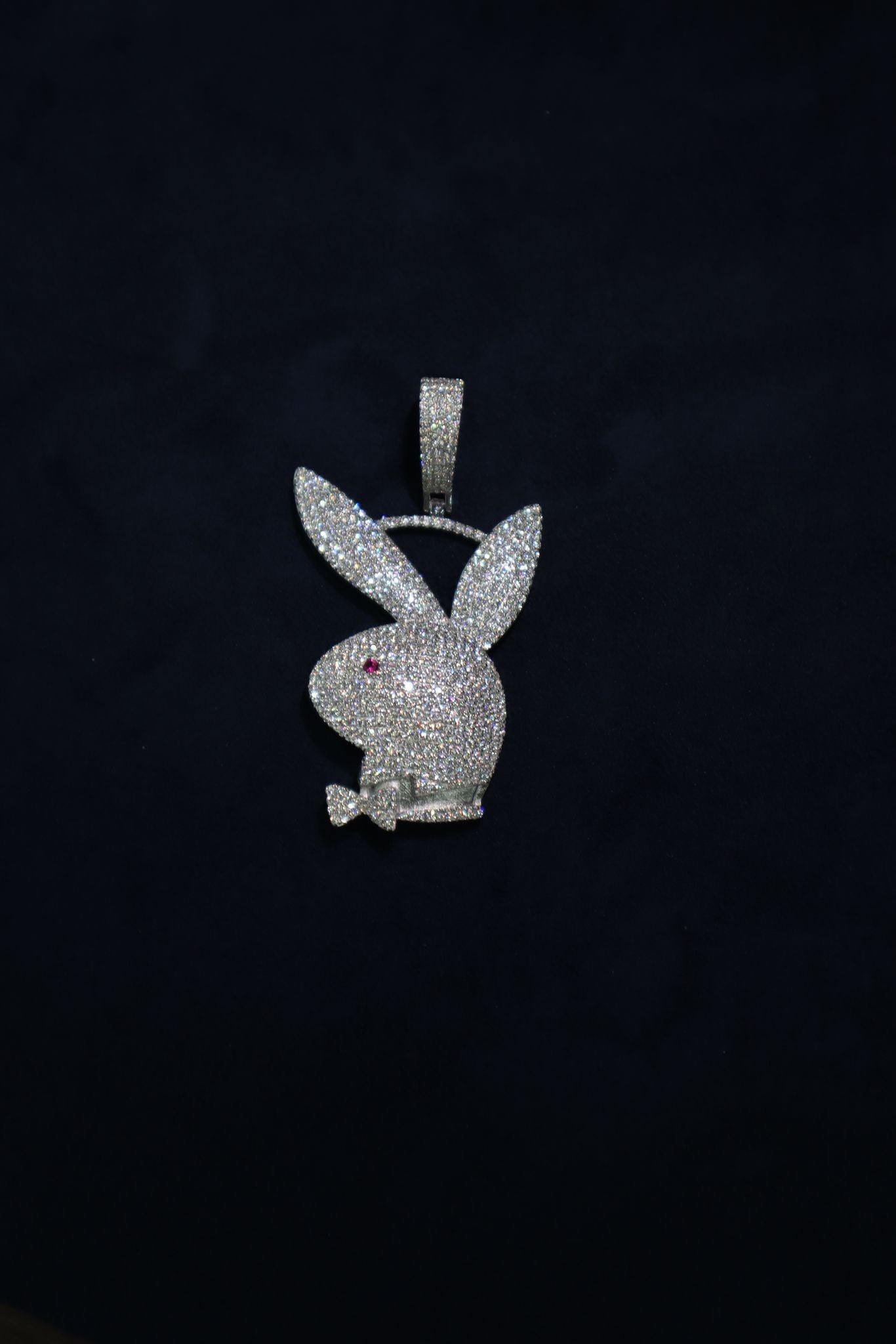 Silver Playboy Moissanite Pendant