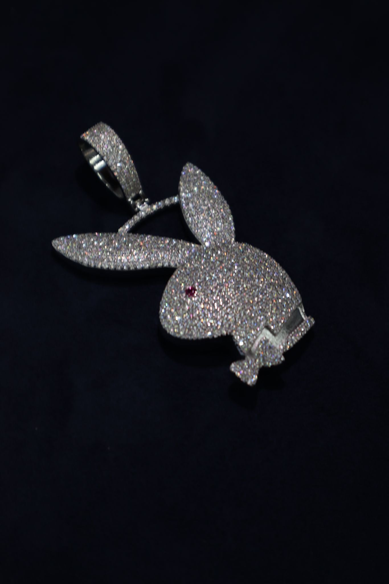 Silver Playboy Moissanite Pendant