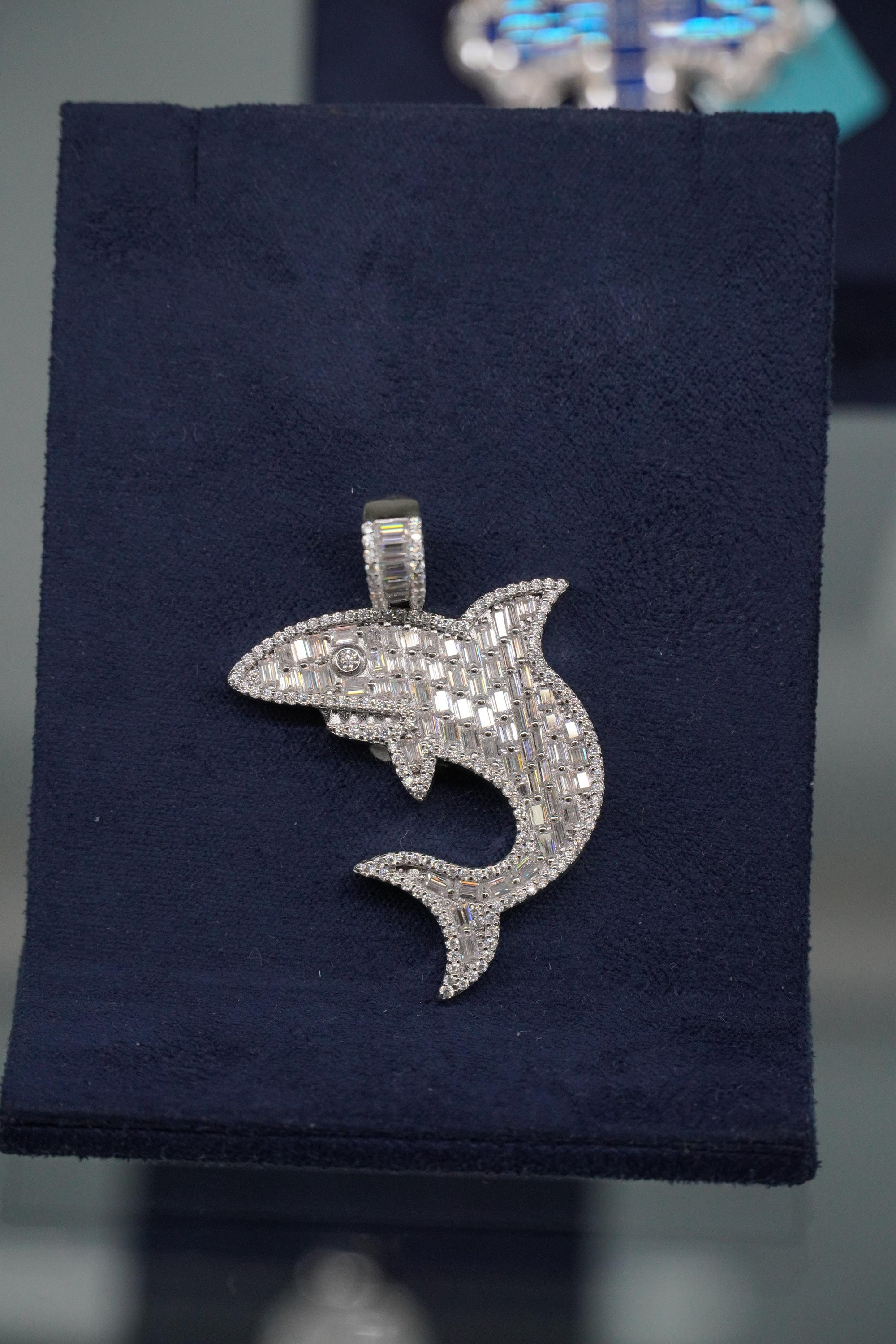 Baguette Shark Moissanite Pendant