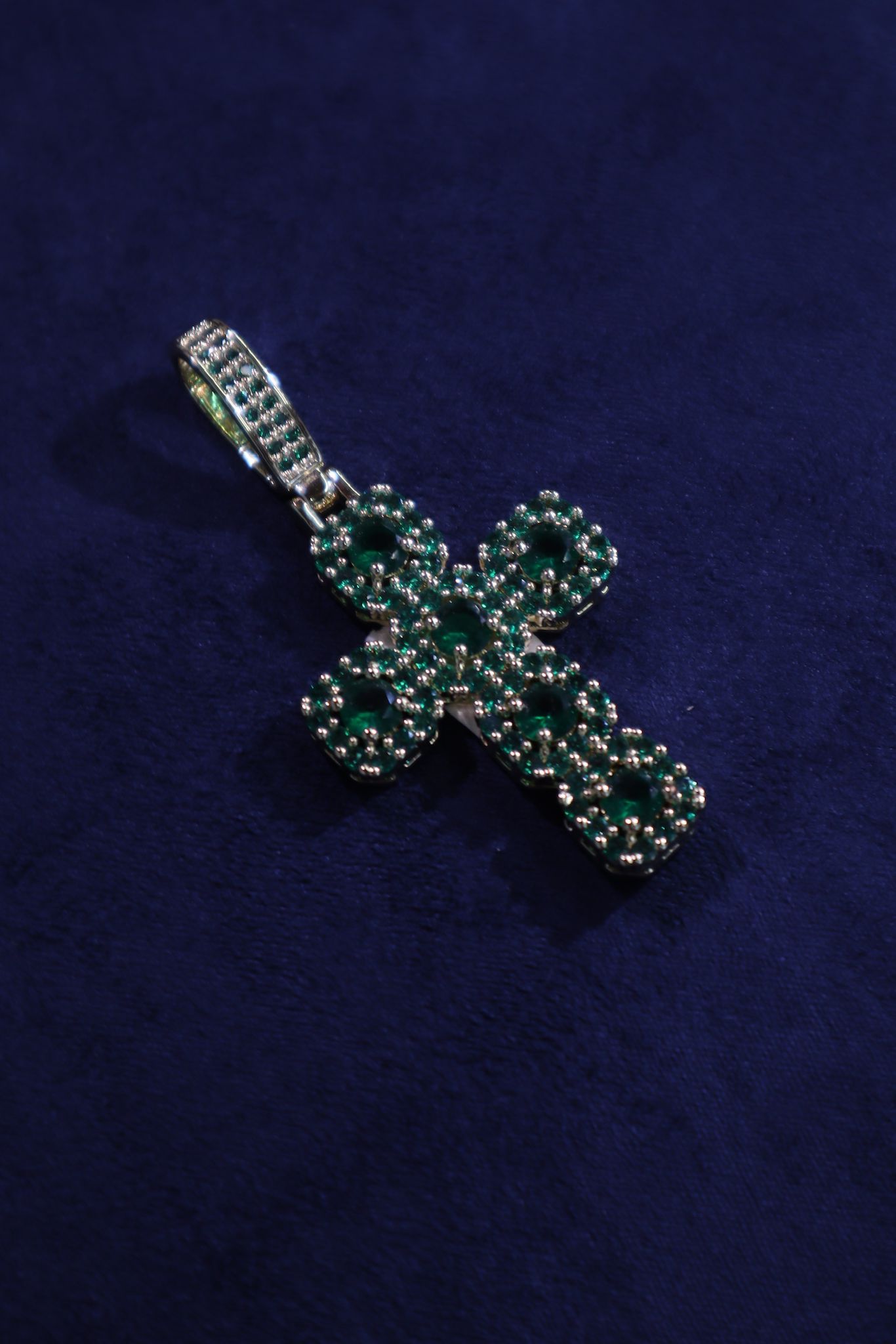 Big Green Diamond Cross Pendant