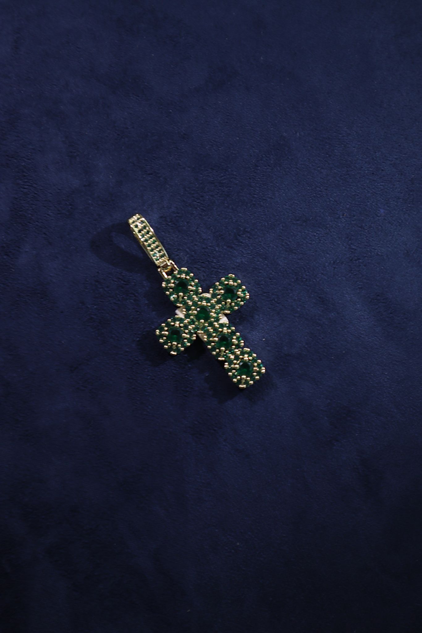 Big Green Diamond Cross Pendant