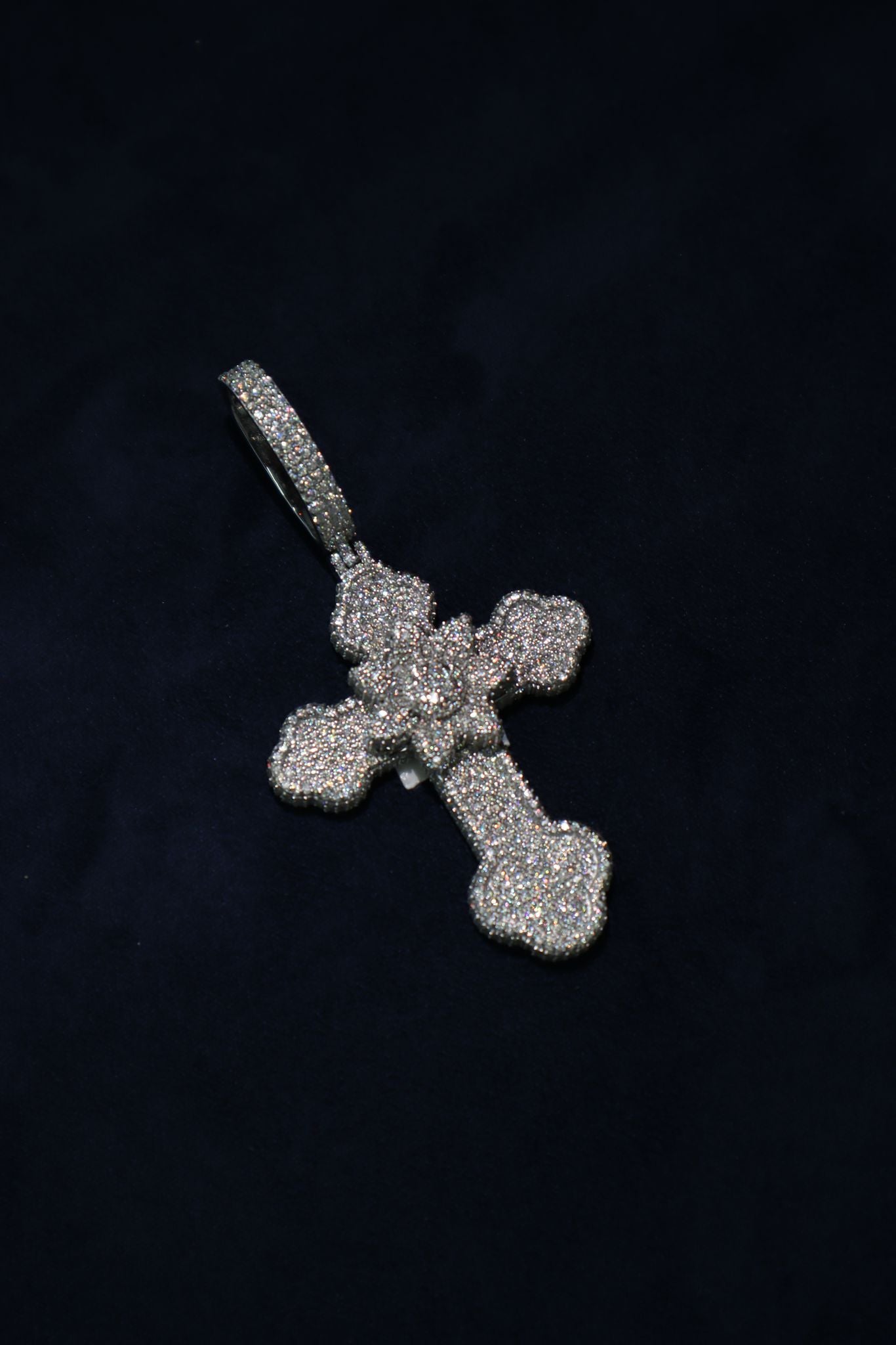 Big Cross with Flower Moissanite