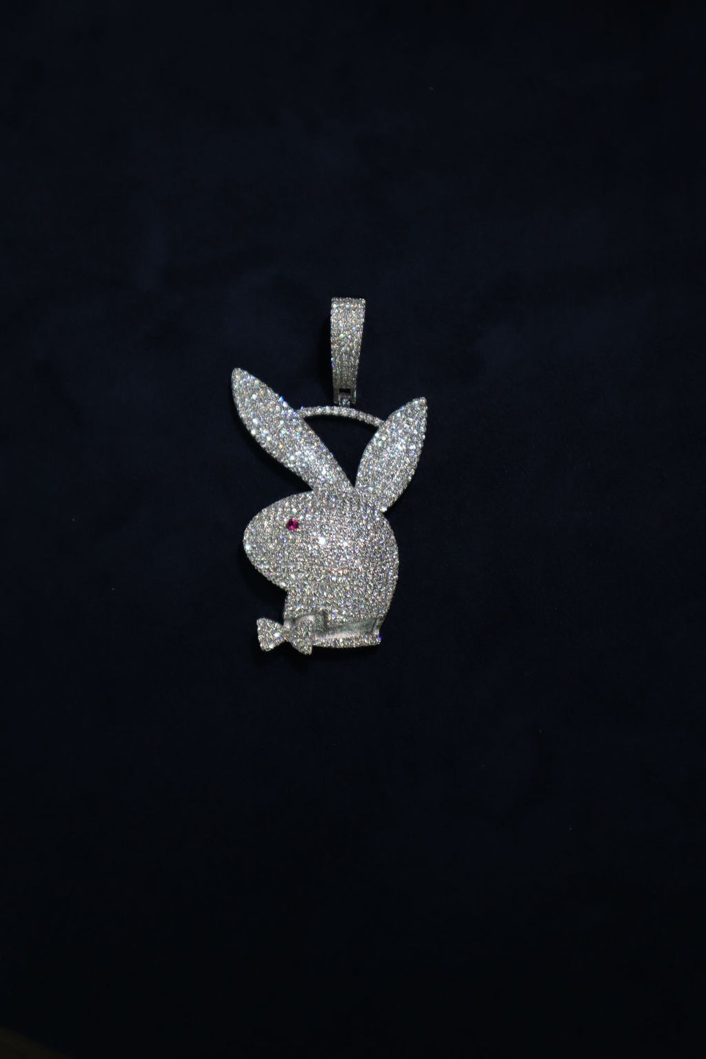 Silver Playboy Moissanite Pendant