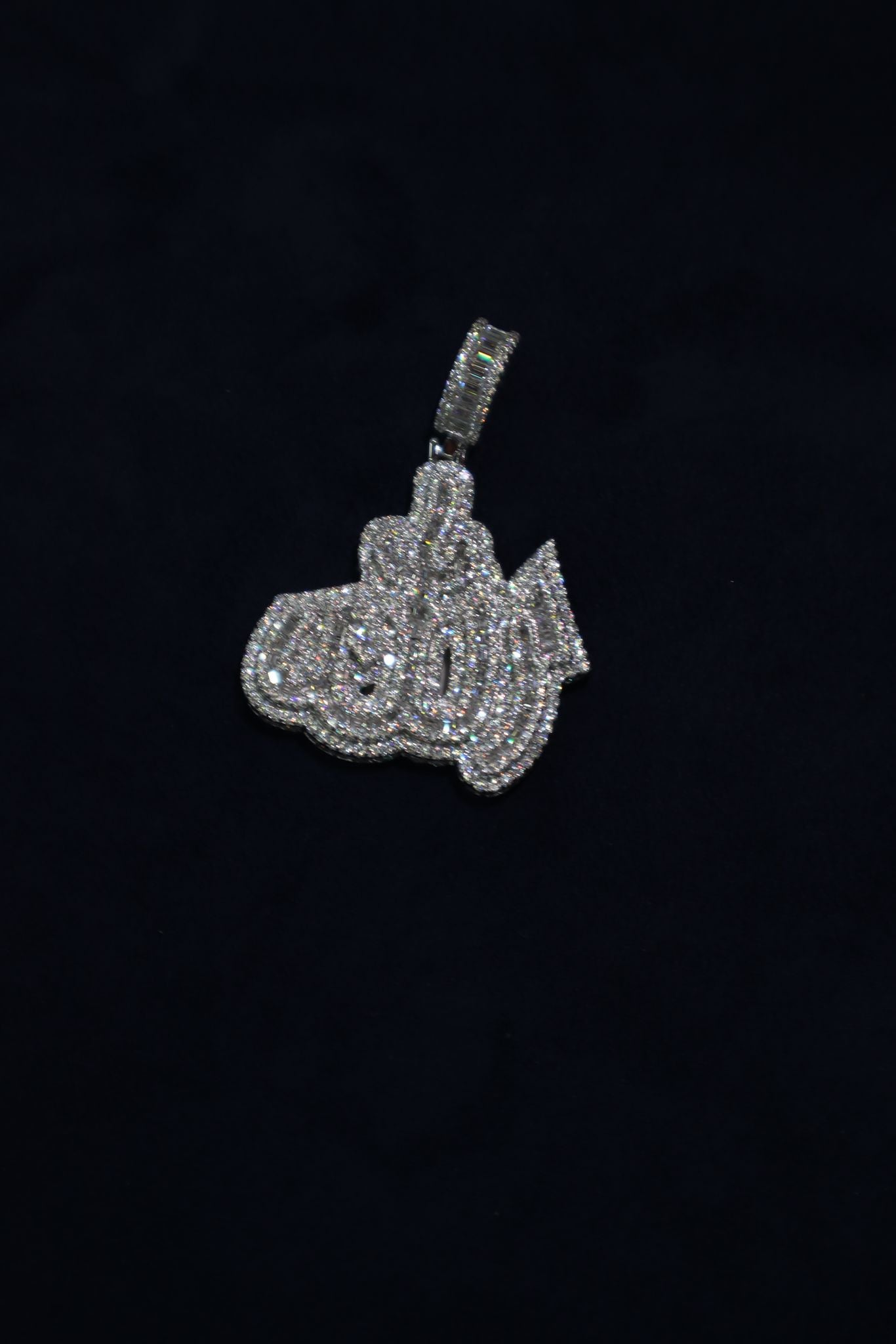 Allah Baguette Moissanite Pendant
