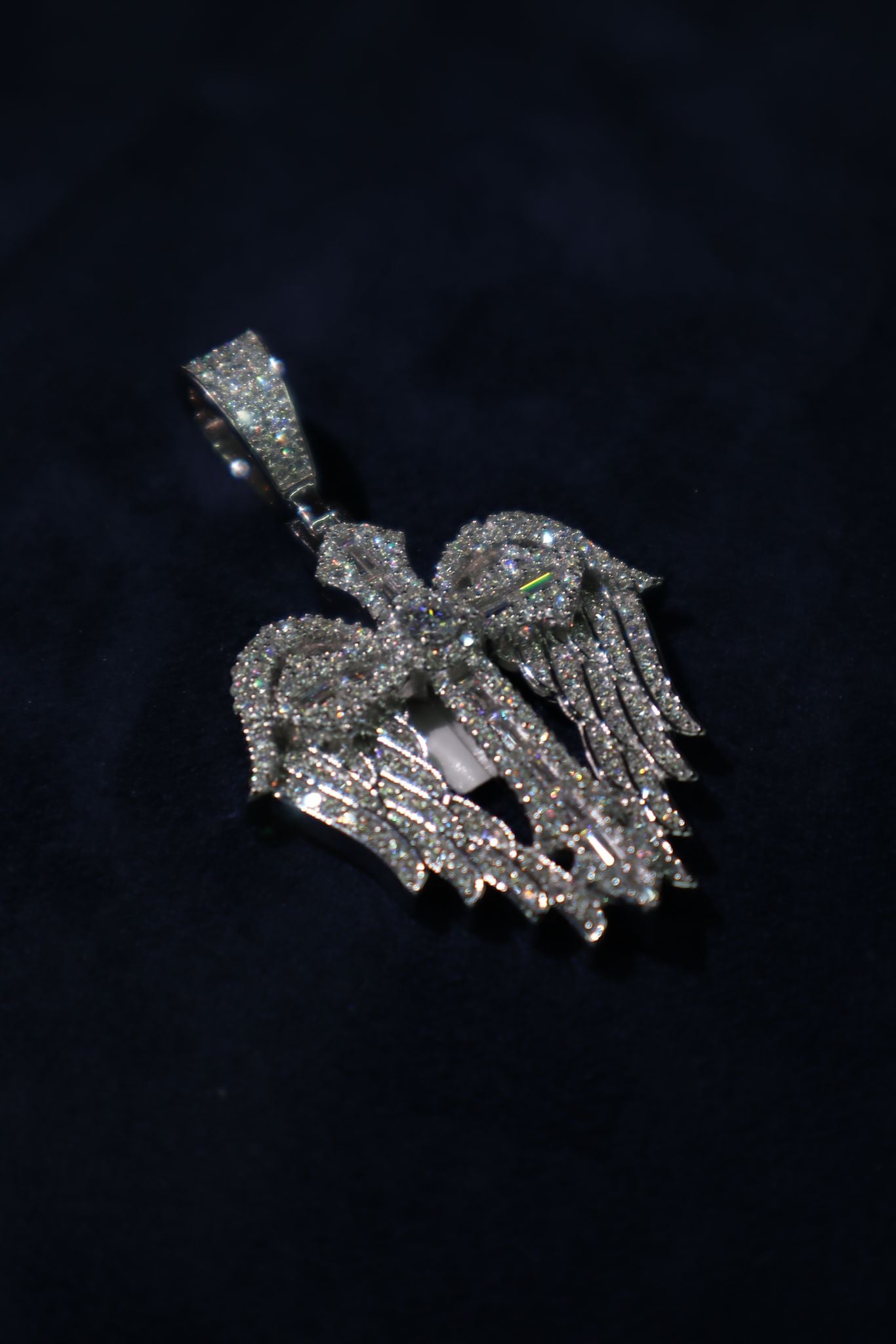 Cross with Wings  Moissanite