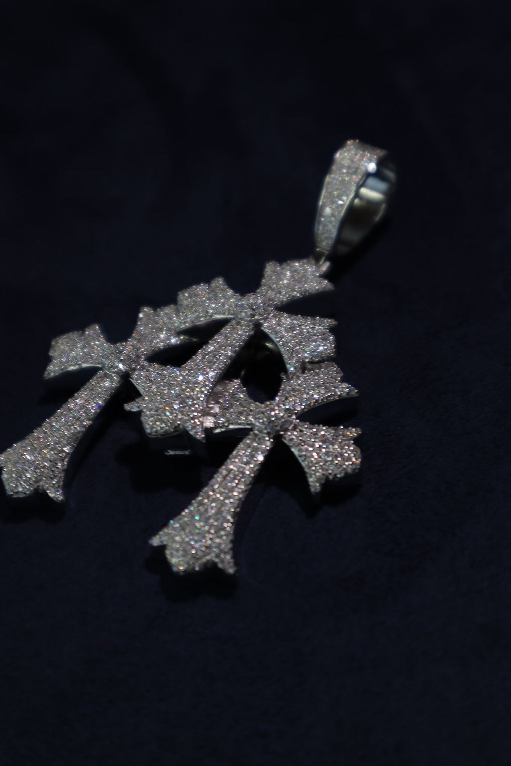 Three Gothic Cross Moissanite Pendant