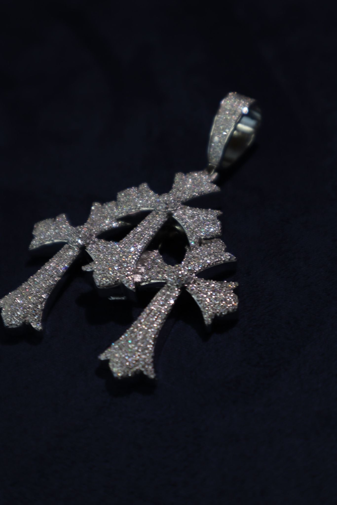 Three Gothic Cross Moissanite Pendant