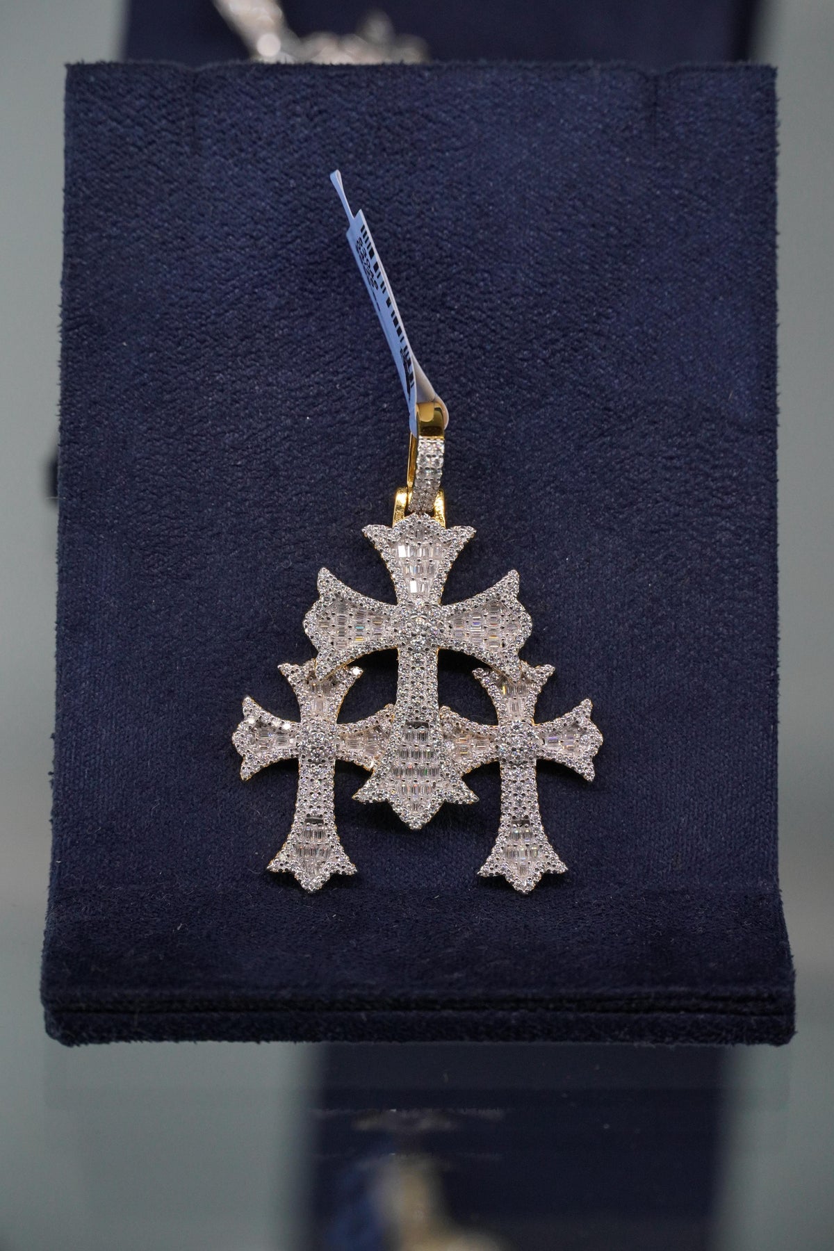 Chrome Cross Moissanite Pendant